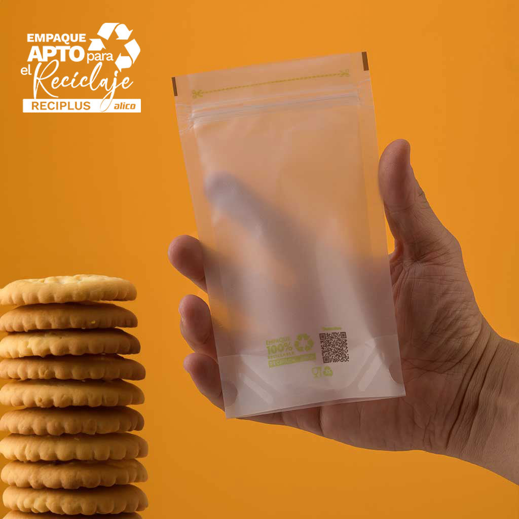 Bolsa flex up con zipper panadería reciclable 