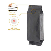 Bolsa flow pack negra con válvula