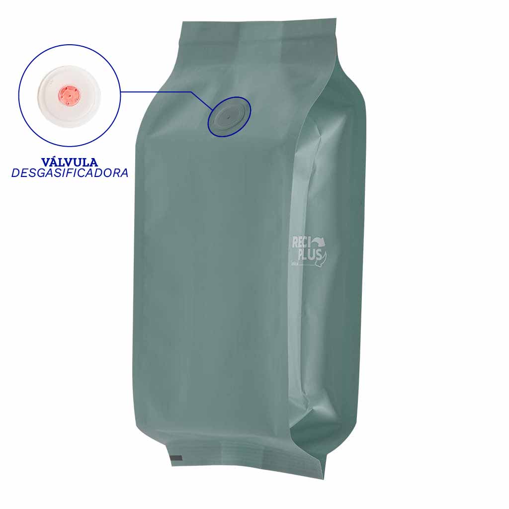 Empaque  flow pack reciplus para café con válvula 340 gr