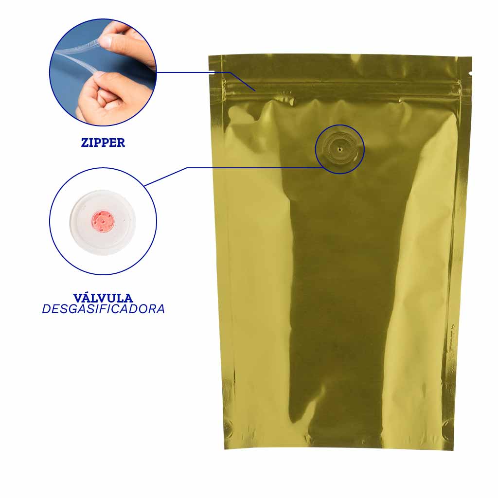 Bolsa con válvula para empacar café  granulado o en polvo 