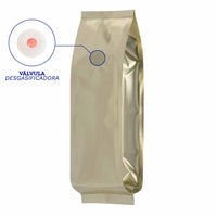 Bolsa dorada con válvula desgasificadora para sellado manual o con maquina 