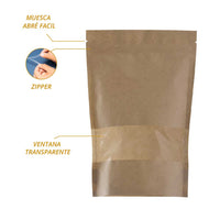 Bolsa Flex up de  250 gr con ventana   y zipper 