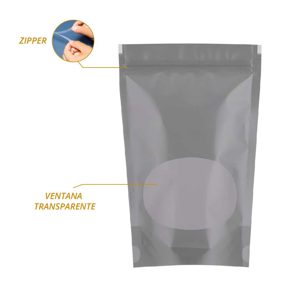 Bolsa metalizado para furtos secos con ventana  