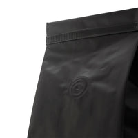 bolsa negra con válvula y peel stick para café 500g