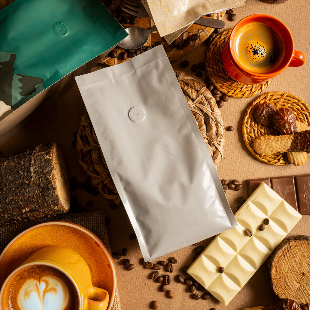 Bolsa flow pack reciplus para café con válvula 