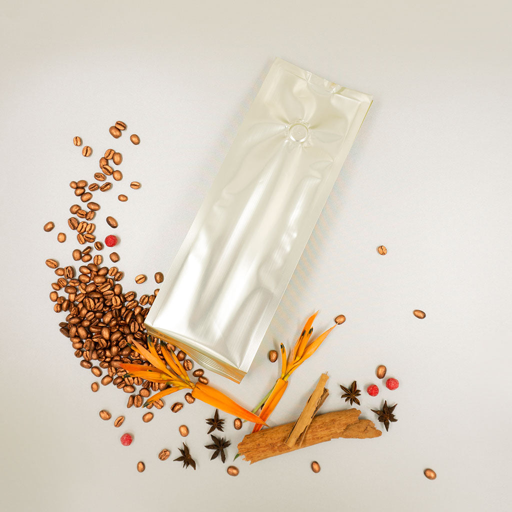 Bolsa dorada para chocolate y café