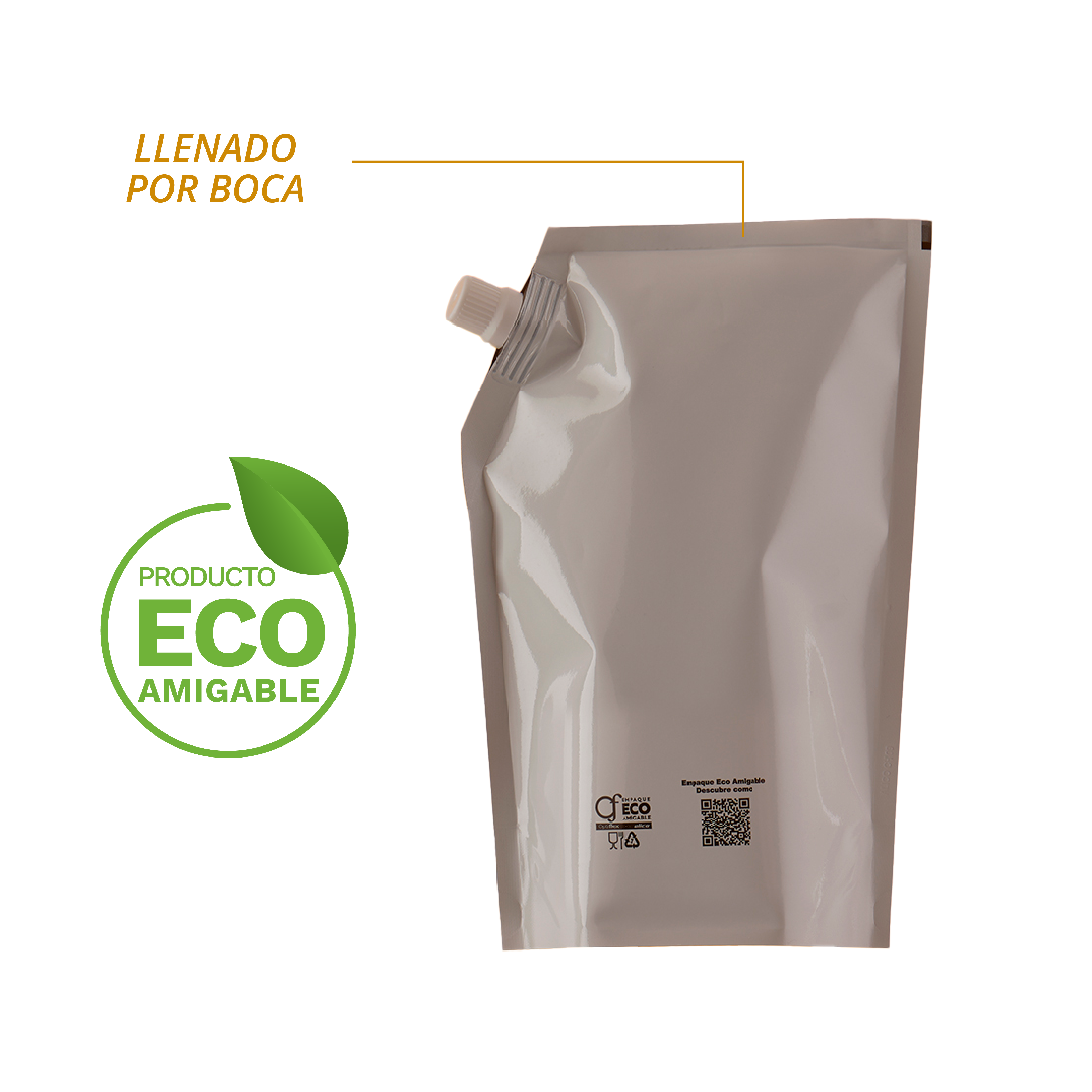 Bolsa Eco-Amigable Optiflex Blanca/Negra (Llenado por Boca)
